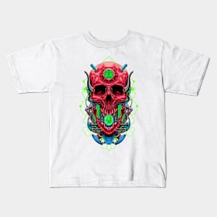 Red Skull Mecha Kids T-Shirt